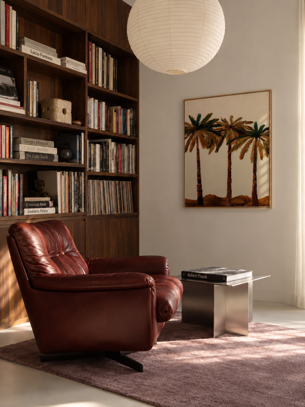Palm trio - Framed canvas in an interior