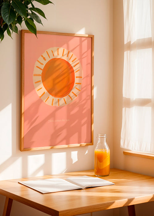 Illustration sol minimal rosa