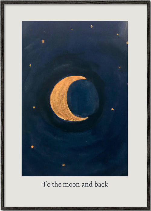 Månillustration med gyllene halvmåne
