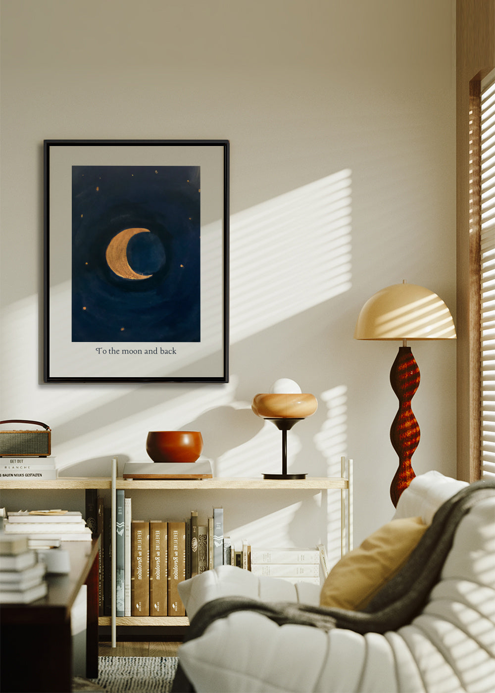 To the moon and back - Framed canvas in an interior