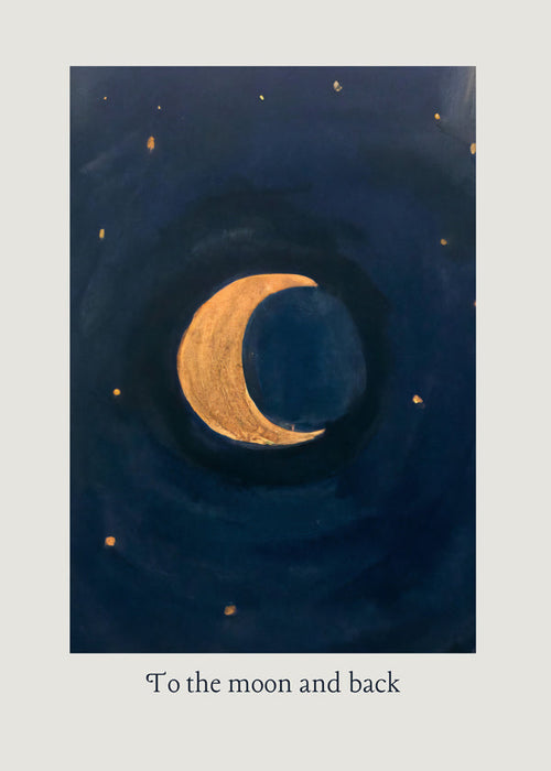 Månillustration med gyllene halvmåne