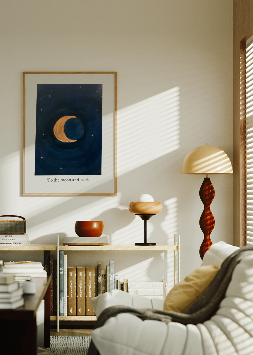 To the moon and back - Framed poster in an interior