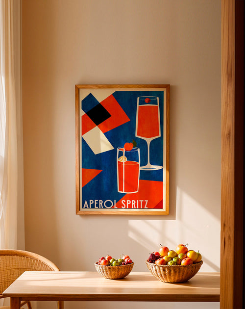 Kökskonst Aperol Spritz geometrisk affisch