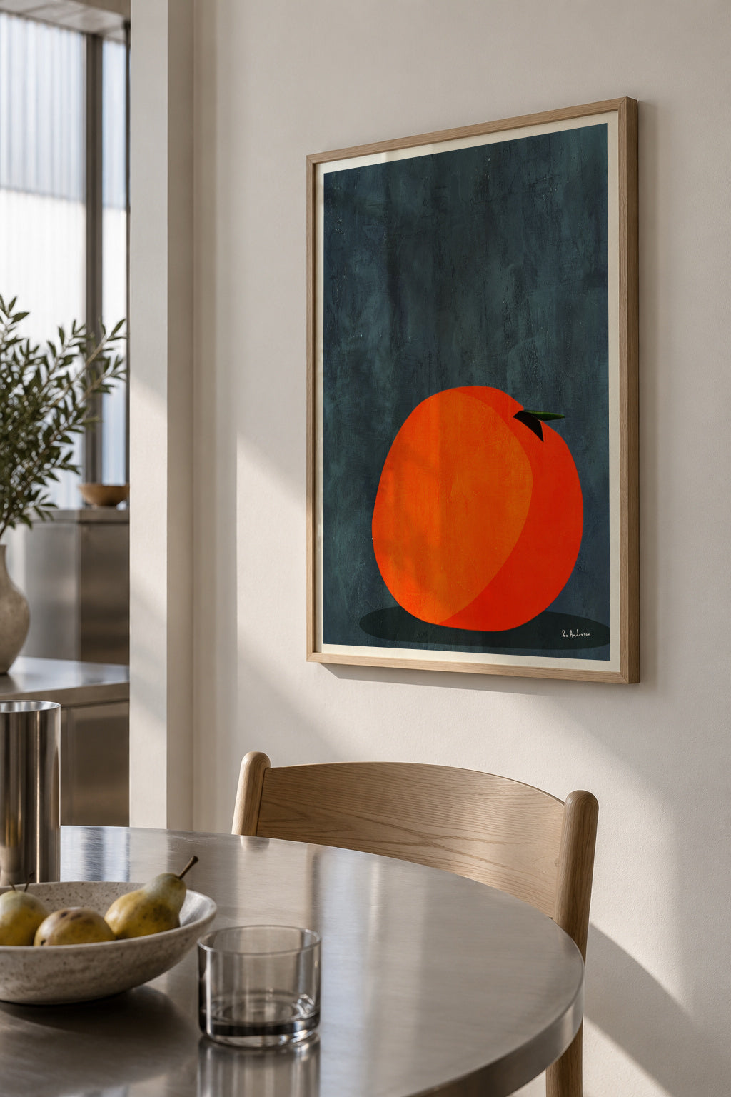 Calmly Sleeping Apple - Framed poster in an interior