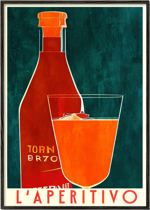 Kökskonst L'Aperitivo med flaska och orange glas