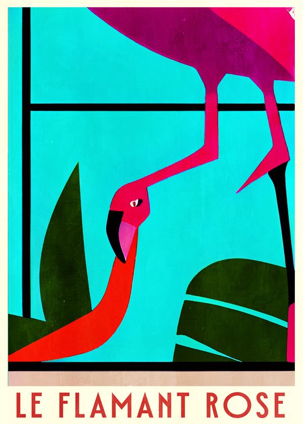 Affisch rosa flamingo grafisk