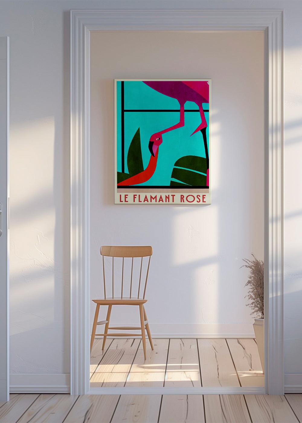 Affisch rosa flamingo grafisk