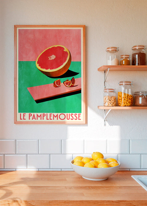 Kökskonst grapefrukt poster i vintage-stil