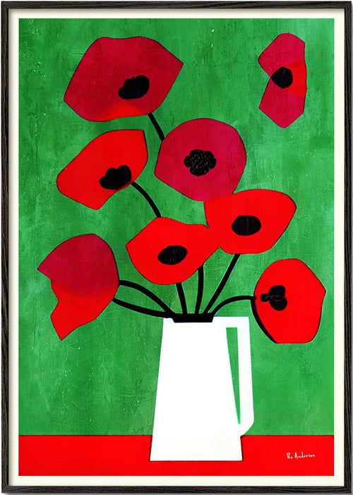 Botanisk poster med röda vallmo