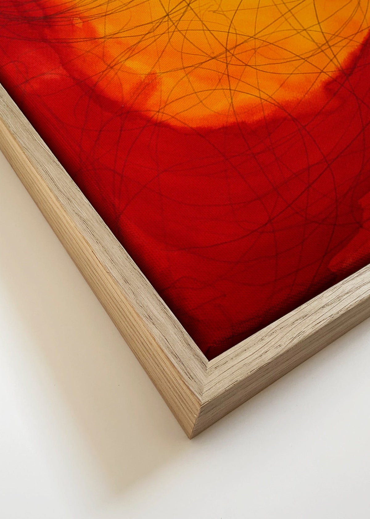 Abstrakt konst i rött och gult – Canvas detail