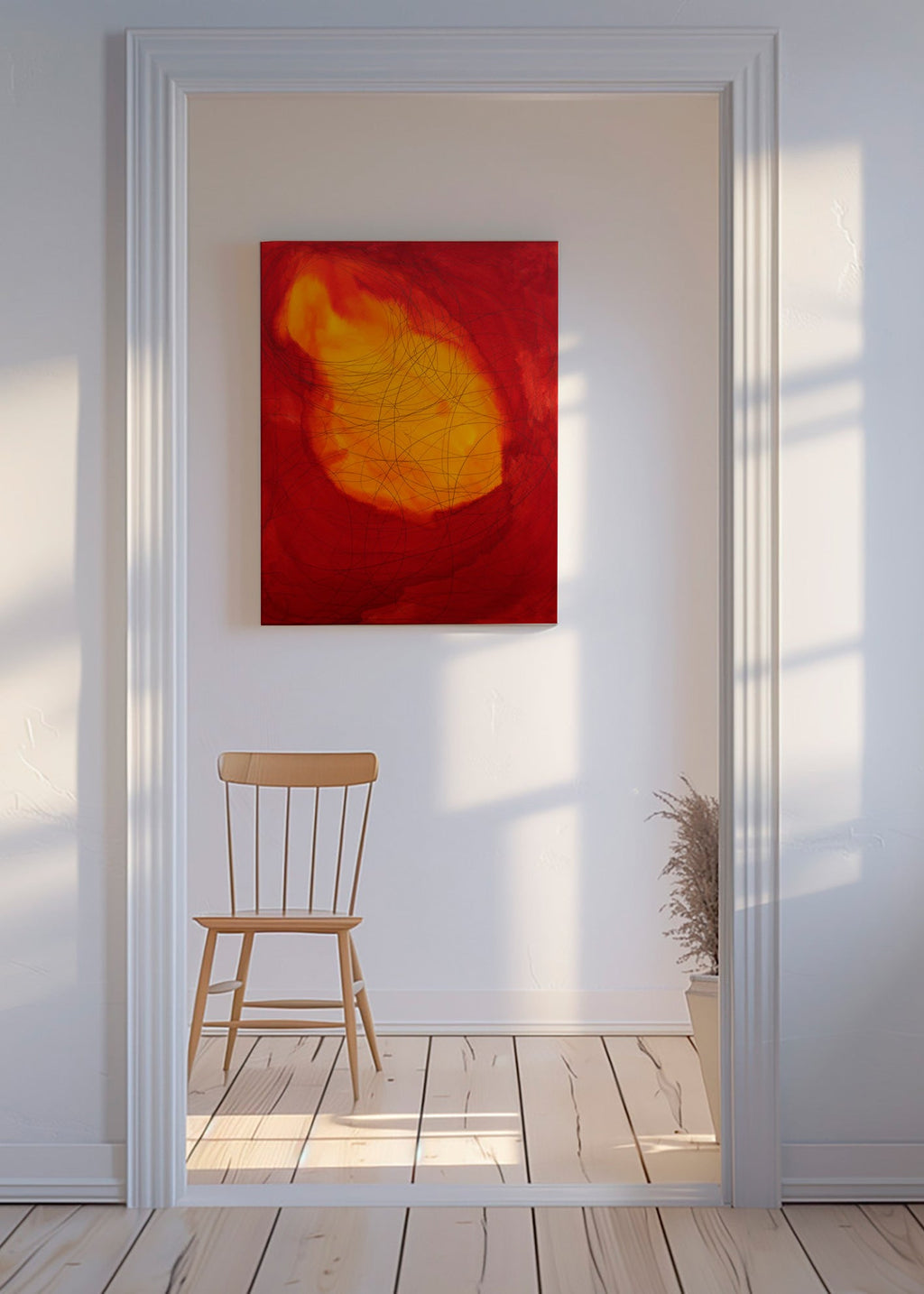 Abstrakt konst i rött och gult – Canvas