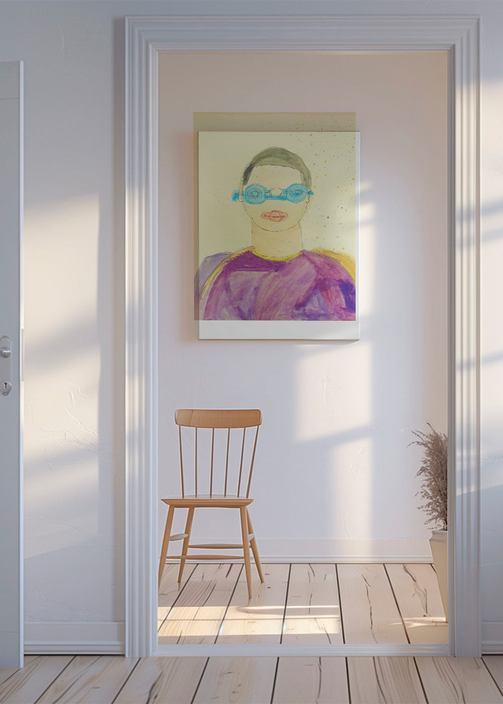 Illustration porträtt med blå glasögon