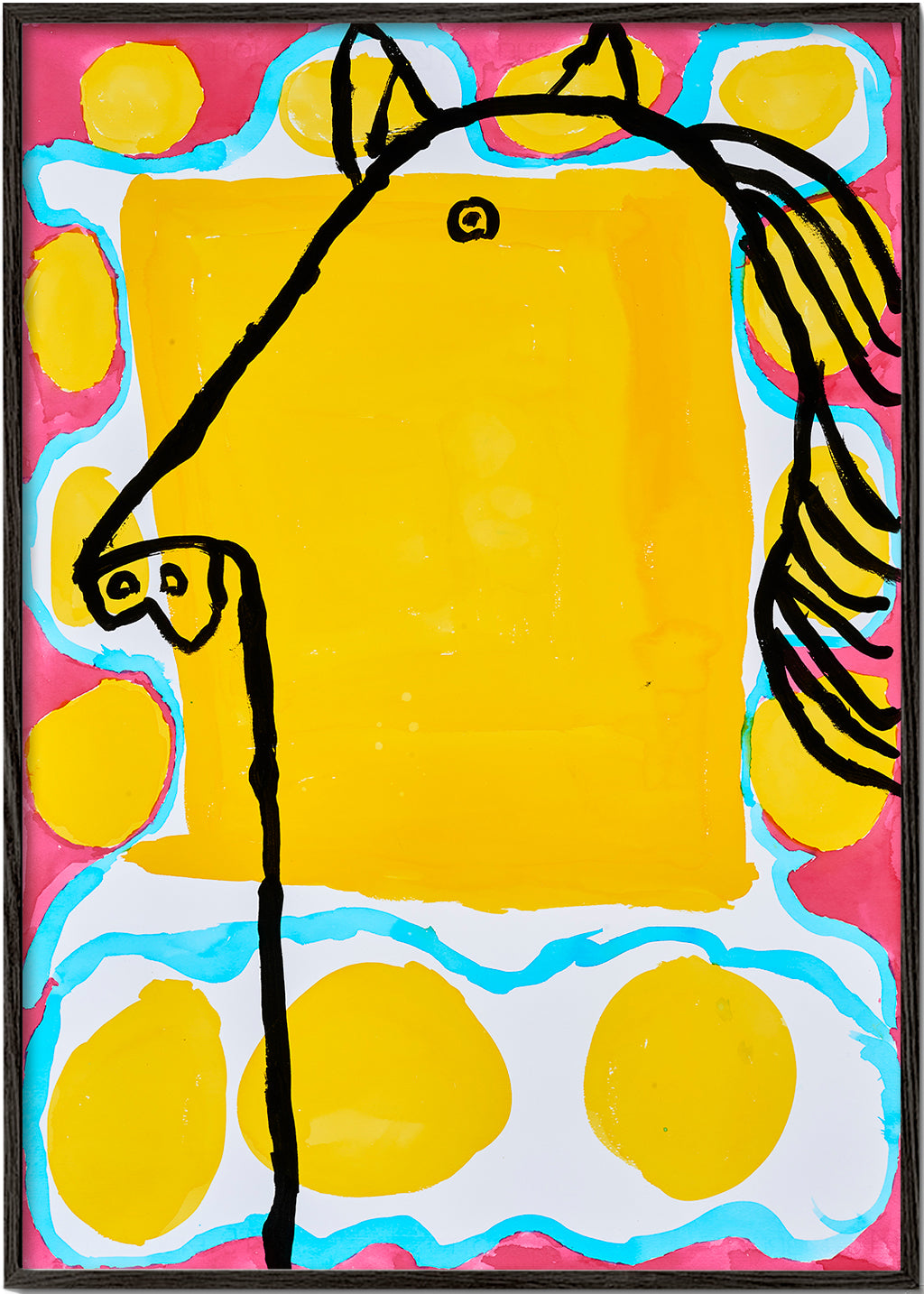 Illustration: pop-häst på gul bakgrund