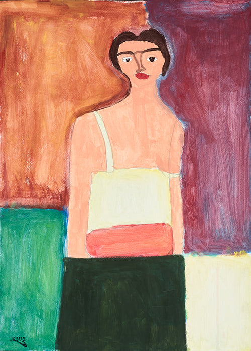 Illustration: kvinnoporträtt i färgblock