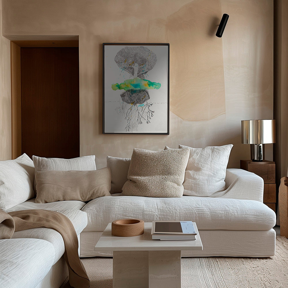 Botanisk print träd och rötter i bläck och akvarell – Canvas1