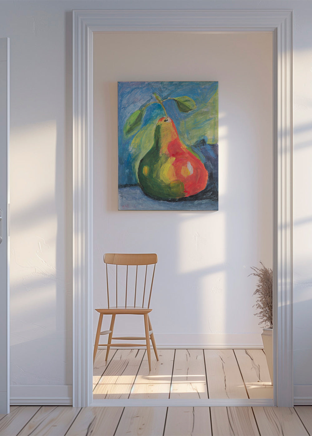 Kökskonst med målad päron