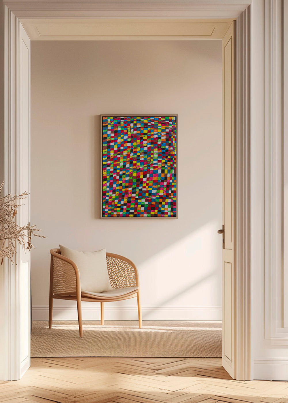 Geometrisk konst: färgglatt mosaikgaller