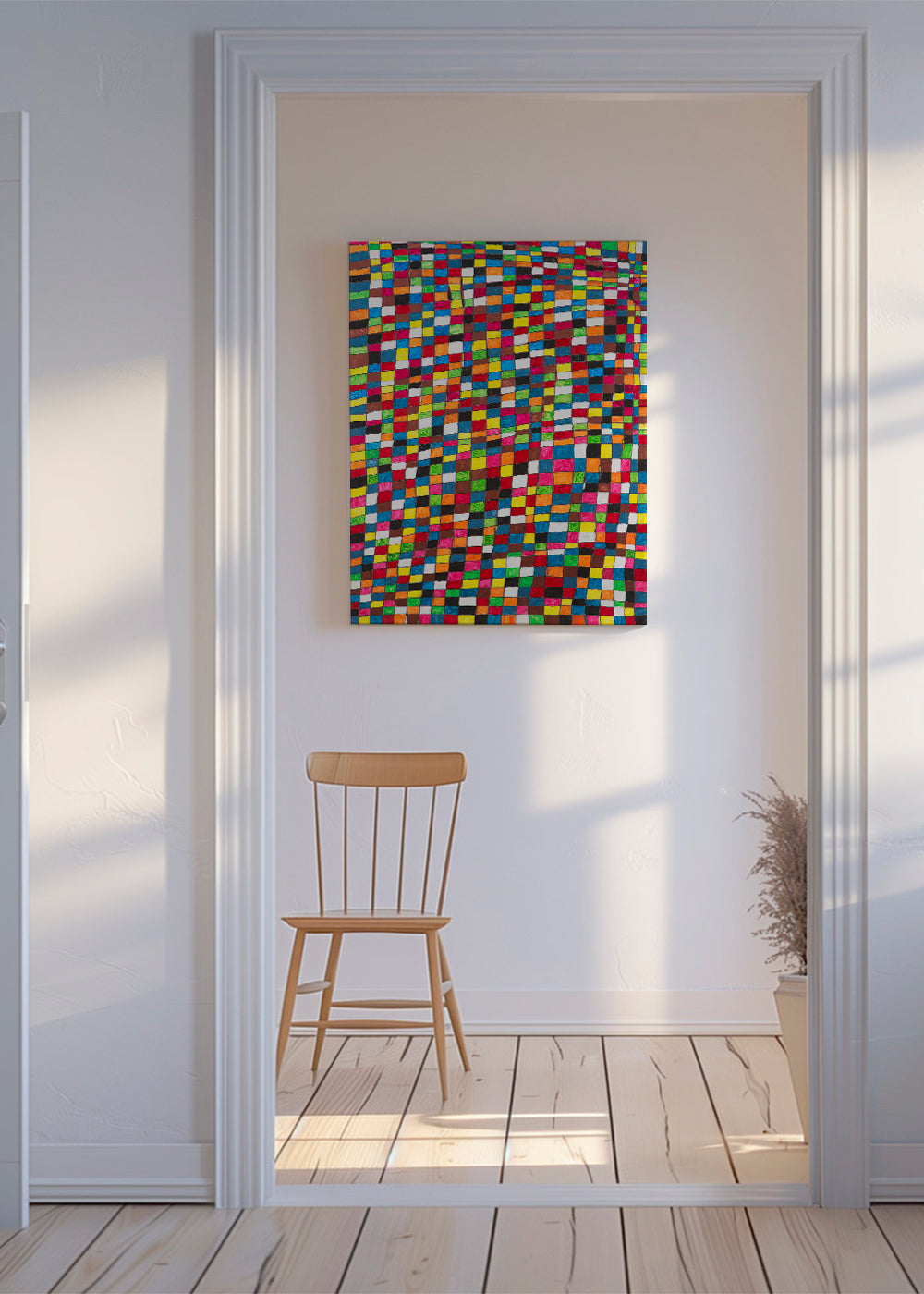 Geometrisk konst: färgglatt mosaikgaller