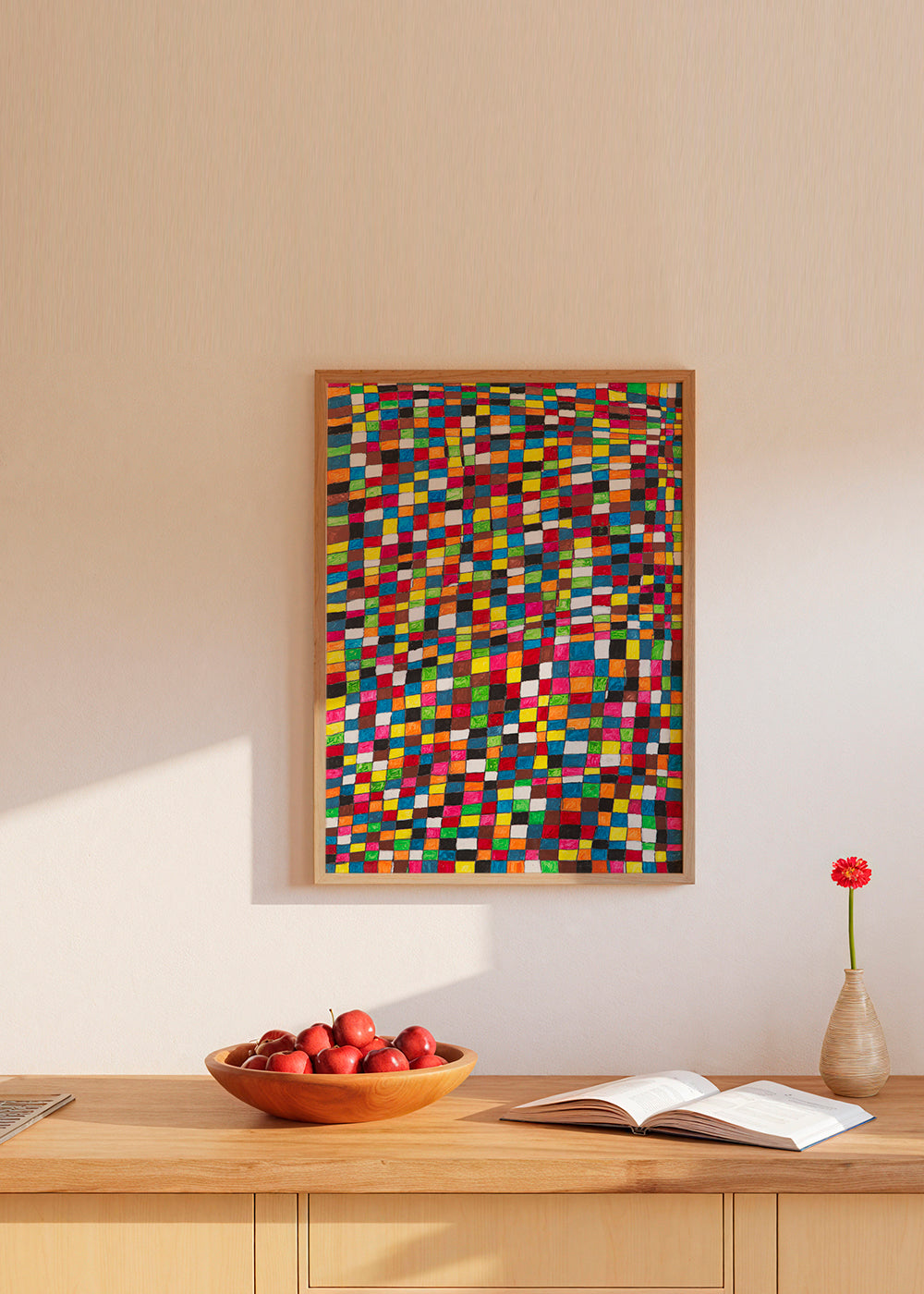 Geometrisk konst: färgglatt mosaikgaller