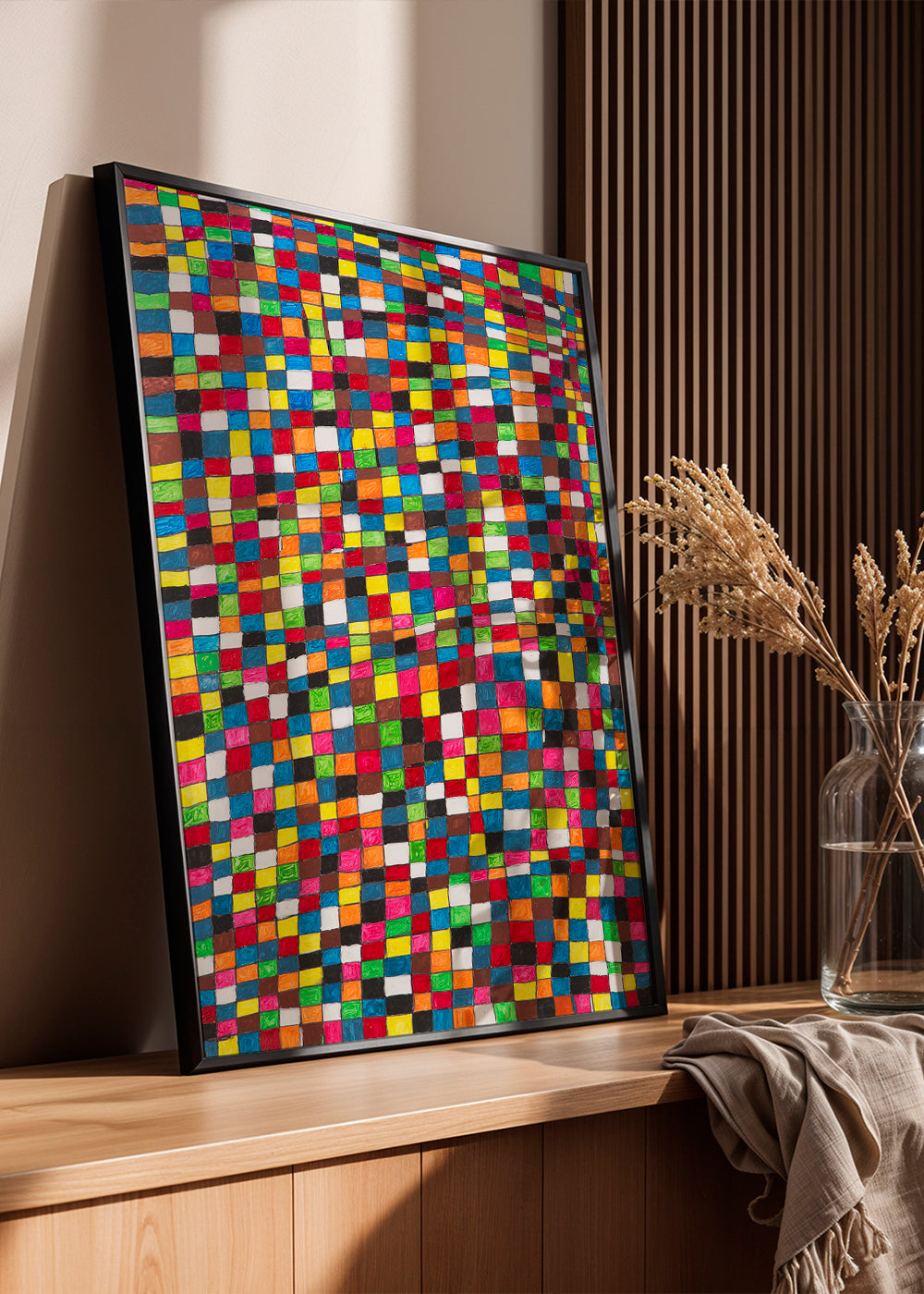 Geometrisk konst: färgglatt mosaikgaller