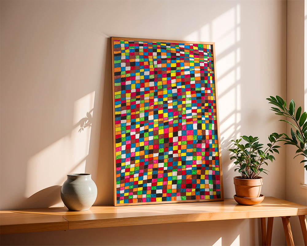 Geometrisk konst: färgglatt mosaikgaller
