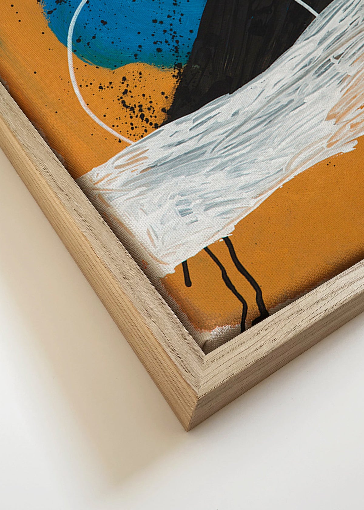 Abstrakt konst båge kust i ockra och blå – Canvas detail