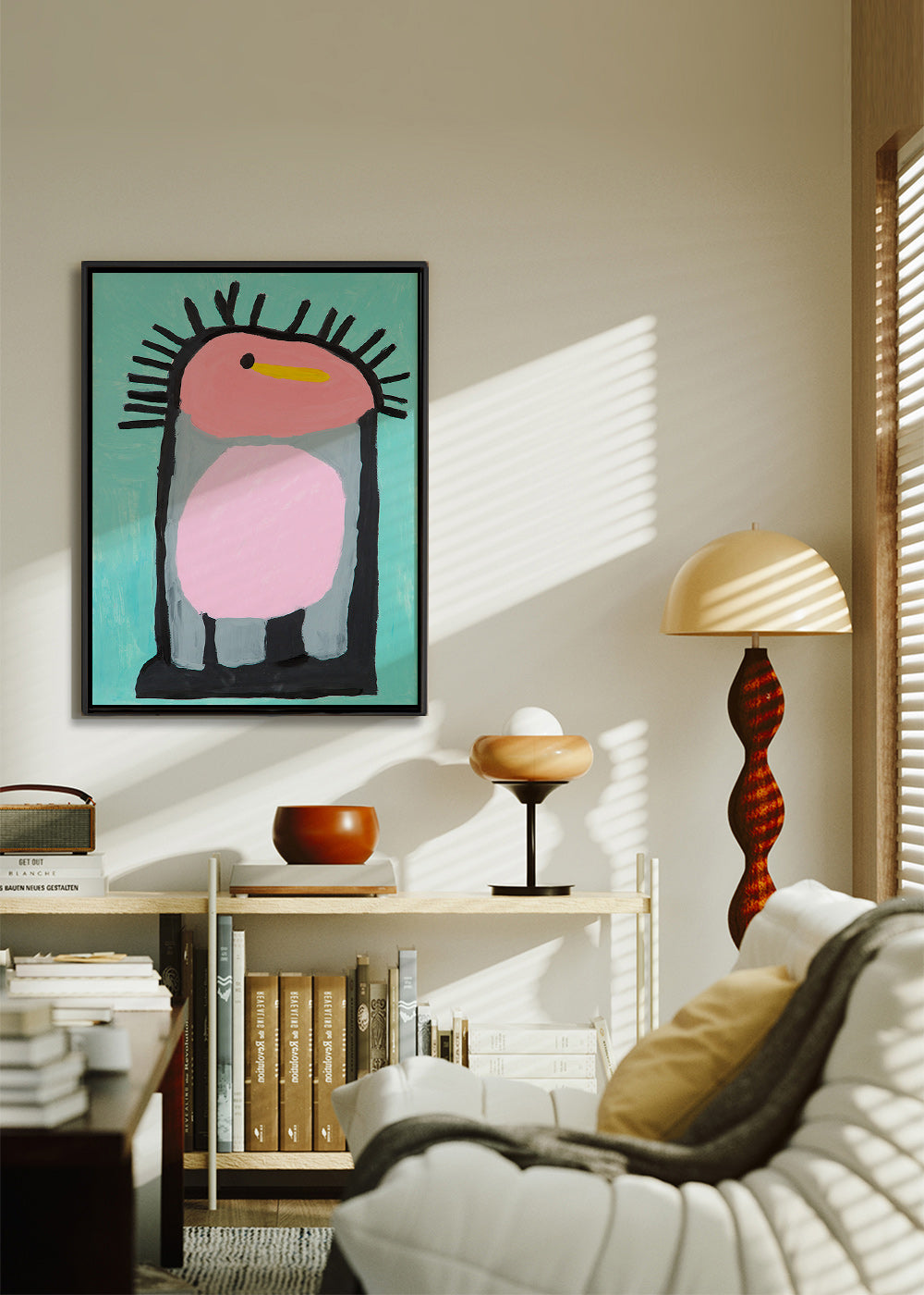 Barnposter rosa pingvin lekfull – Canvas1