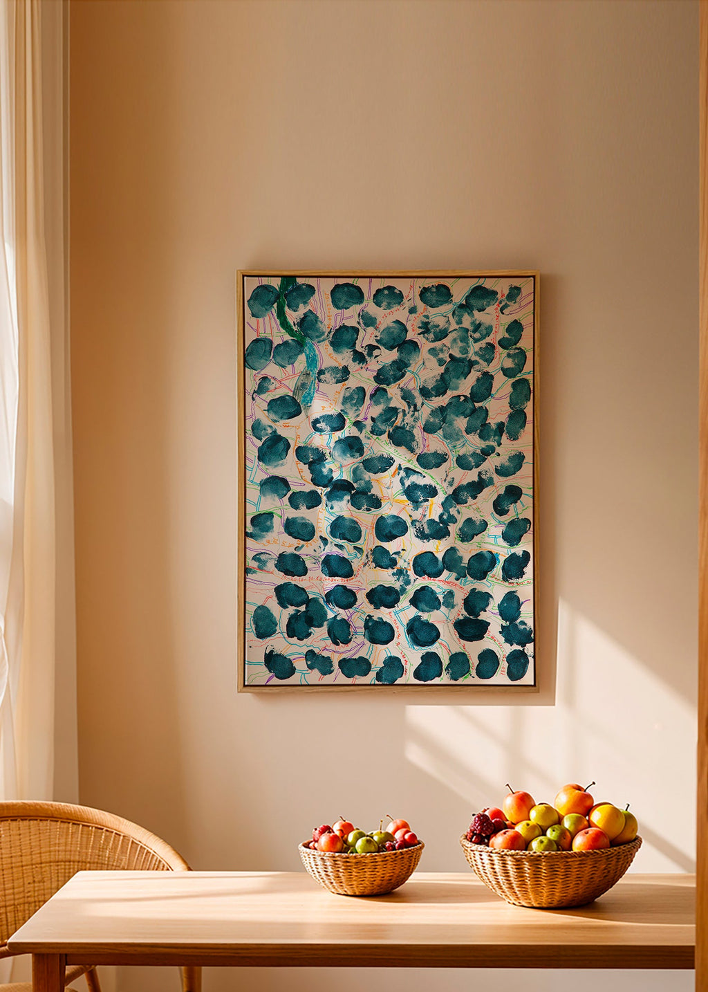 Abstrakt konstverk med mörkblå fläckar – Canvas2