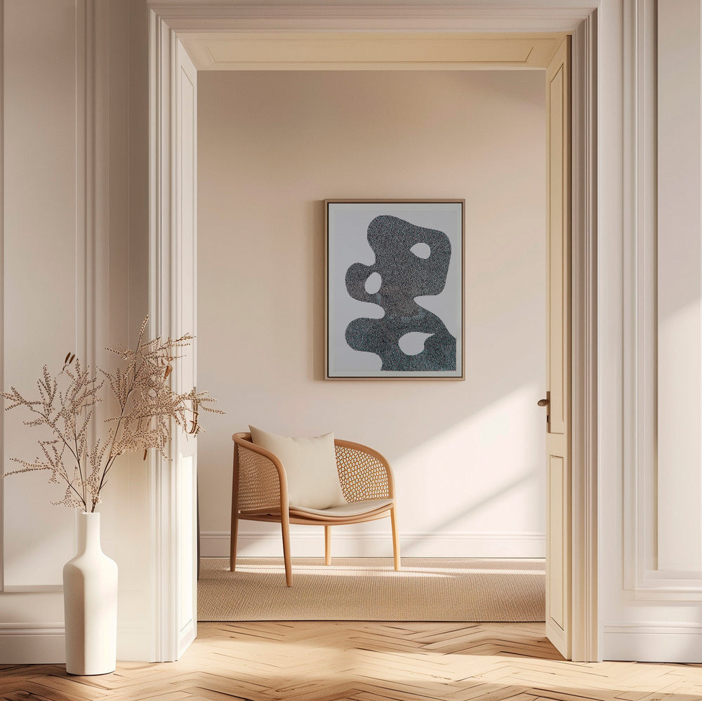 Prickigt abstrakt verk med stor siluett – Canvas1