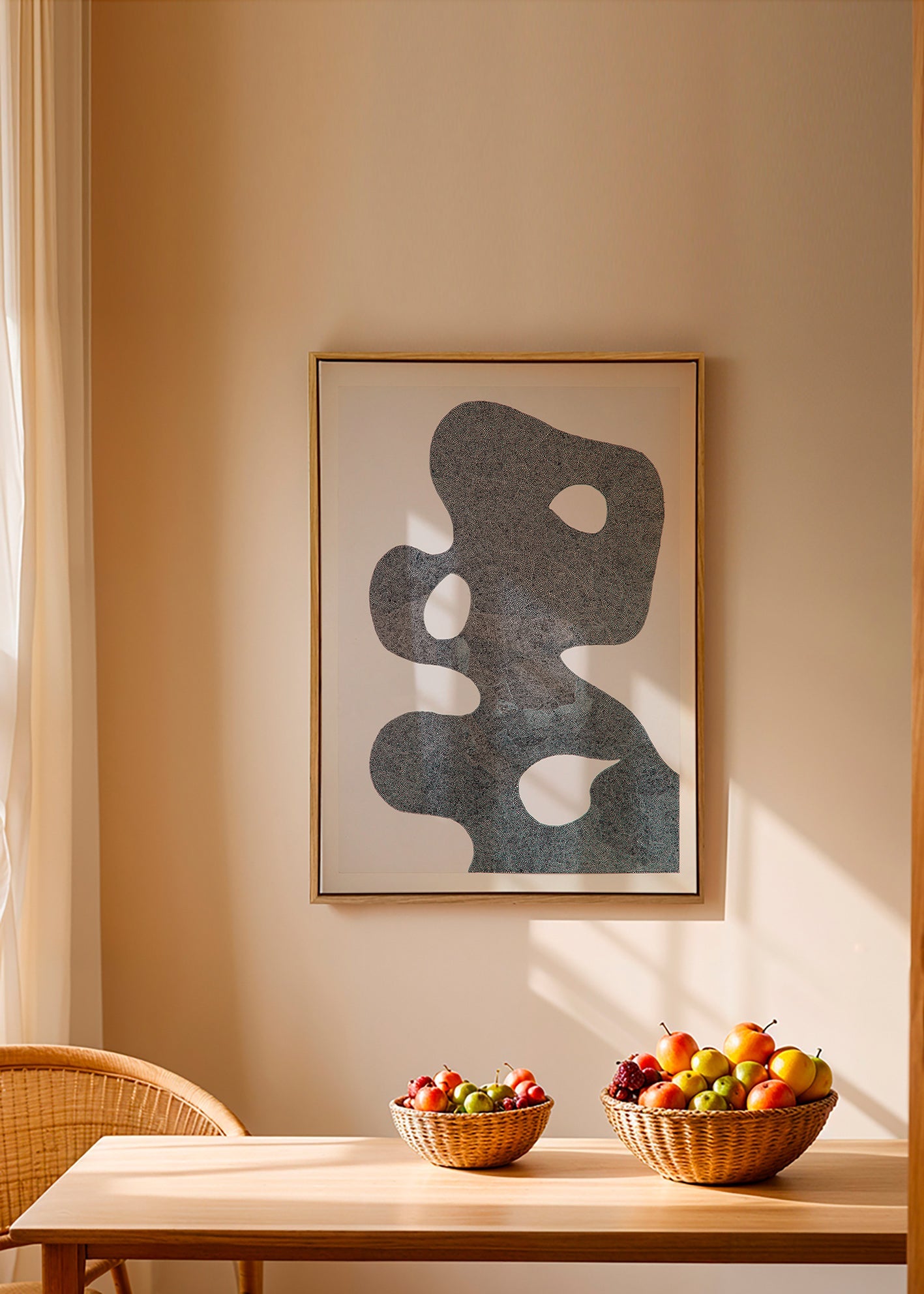 Prickigt abstrakt verk med stor siluett – Canvas2