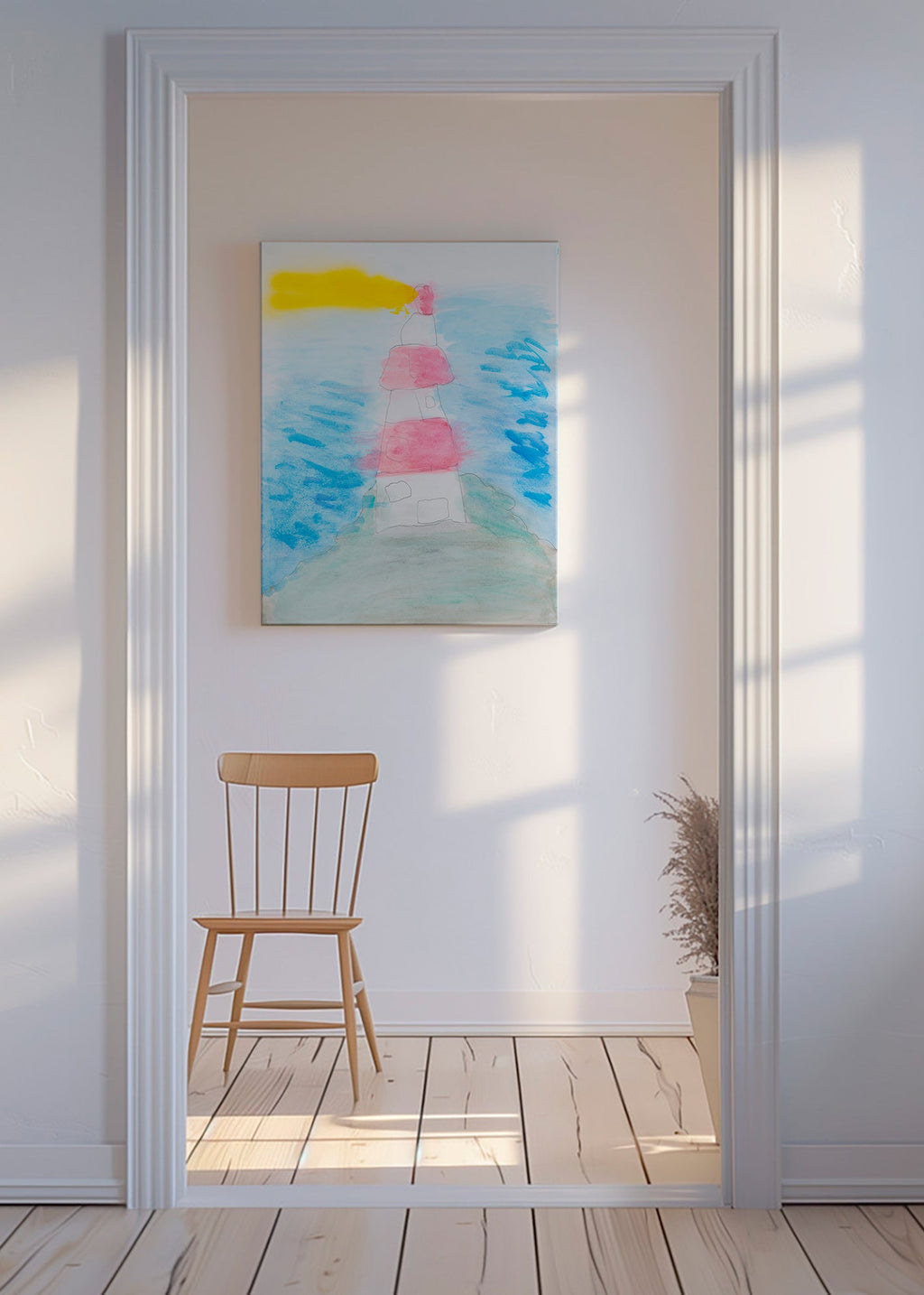 Landskapskonst: fyr i akvarell – Canvas