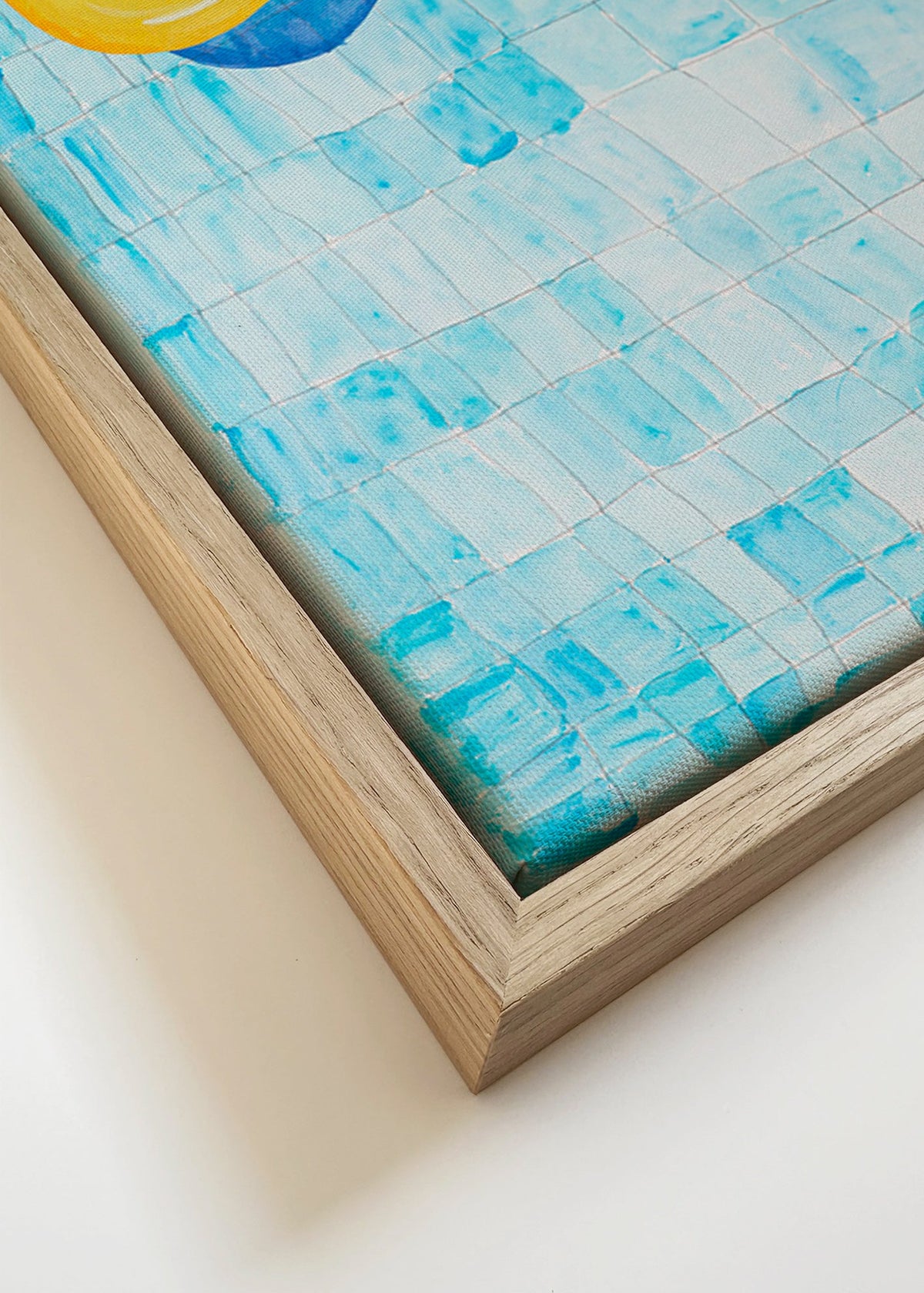 Minimalistiskt konstverk med gul badring – Canvas detail