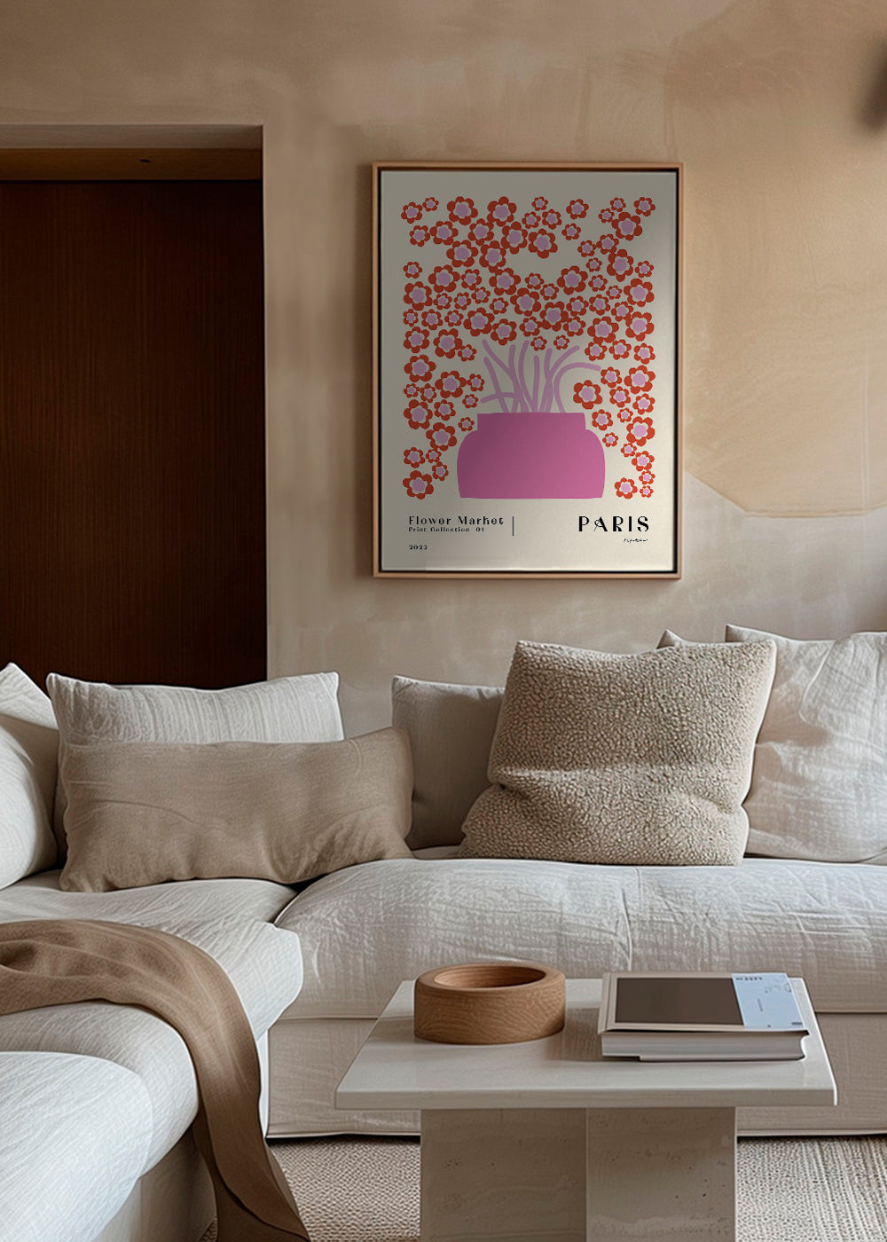 Botanisk poster Flower Market rosa vas