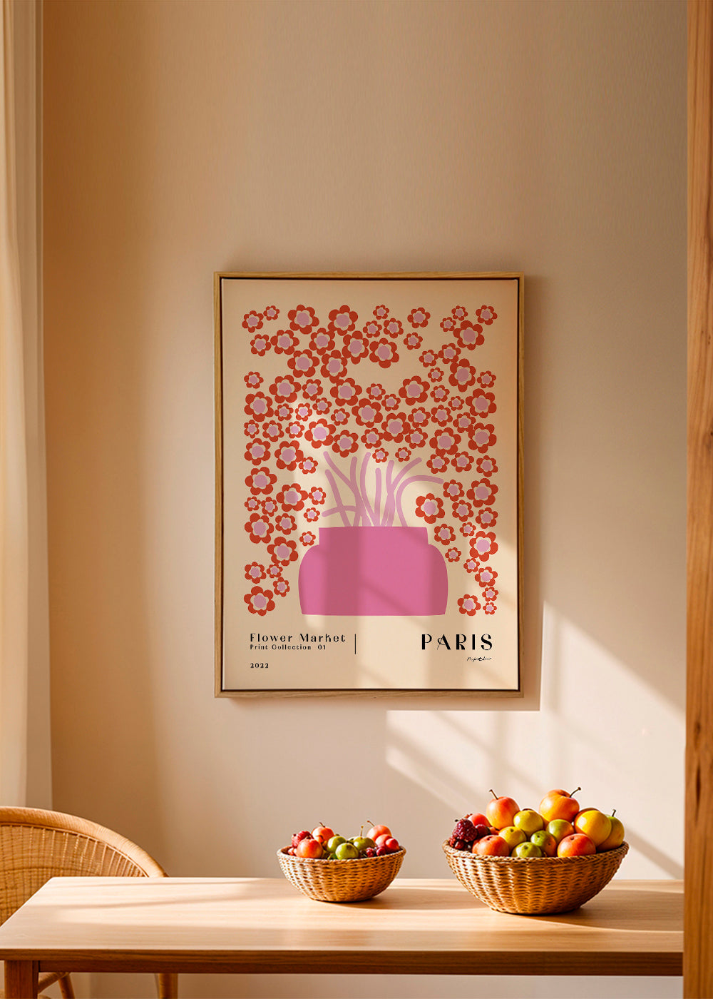 Botanisk poster Flower Market rosa vas