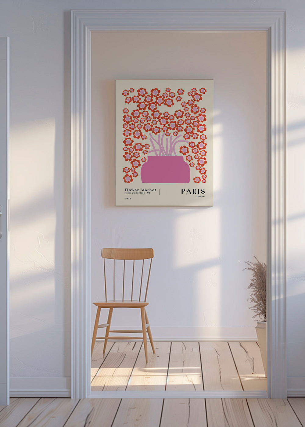 Botanisk poster Flower Market rosa vas