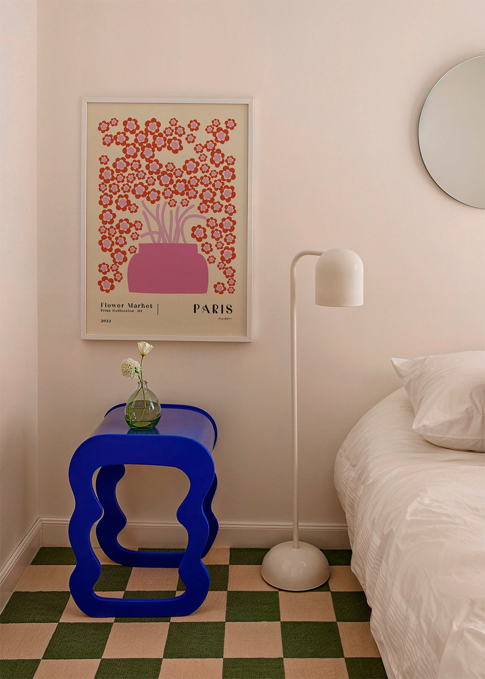 Botanisk poster Flower Market rosa vas