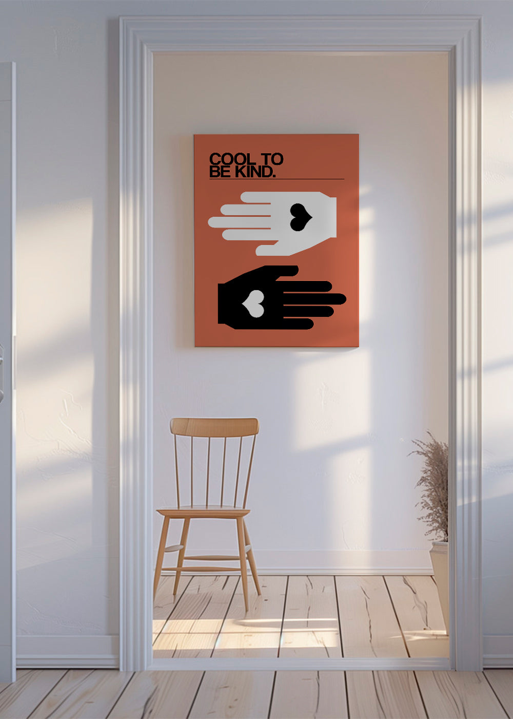 Illustration händer med hjärta på laxrosa