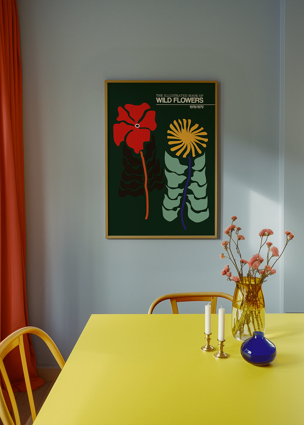 Botanisk poster: retro blommillustration
