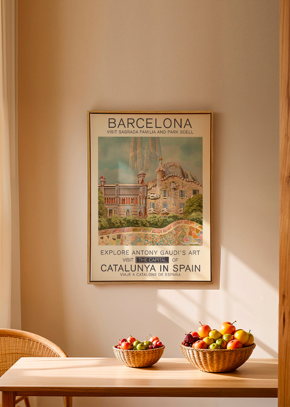 Stadsposter Barcelona i Gaudí-stil