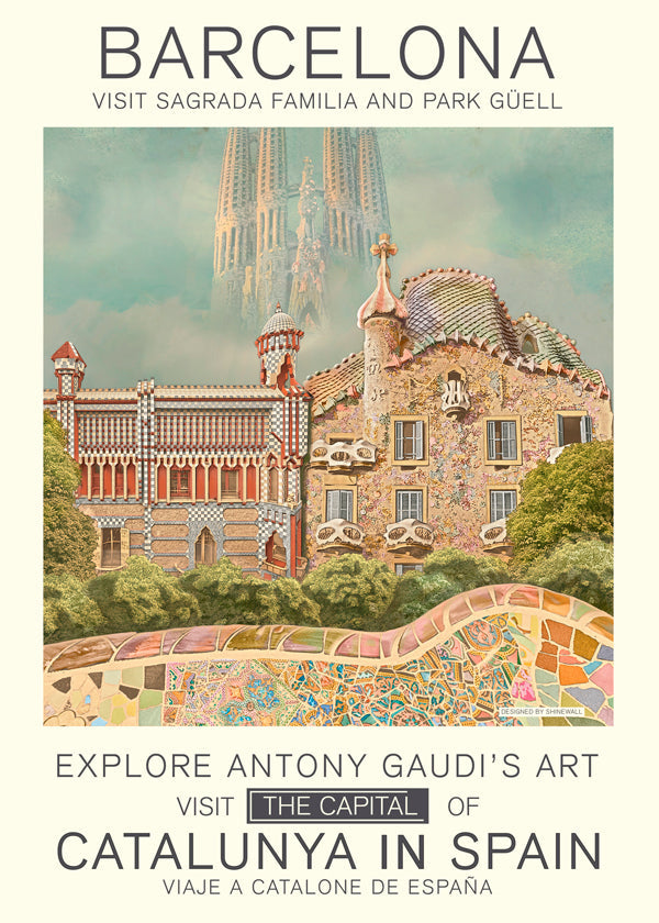 Stadsposter Barcelona i Gaudí-stil