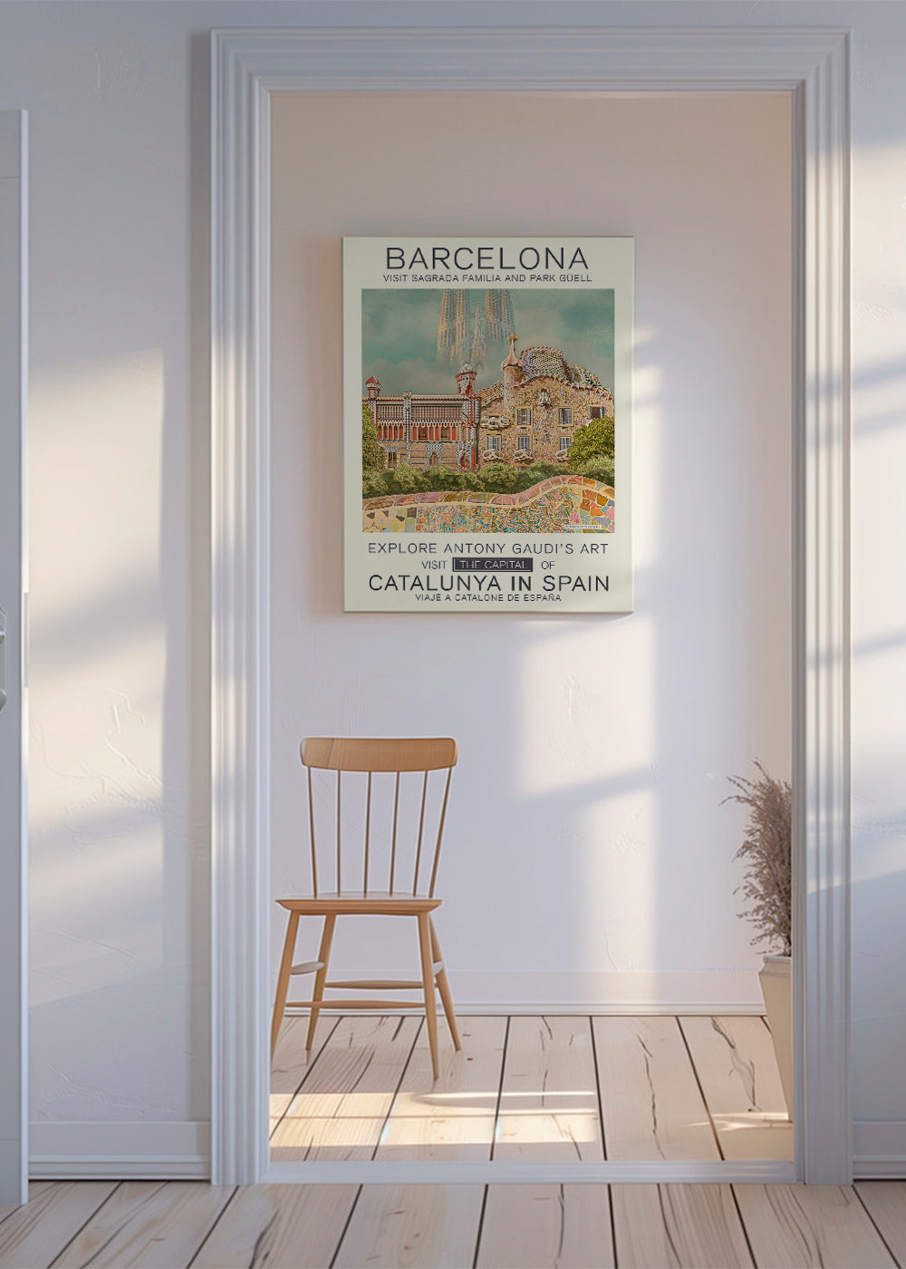 Stadsposter Barcelona i Gaudí-stil