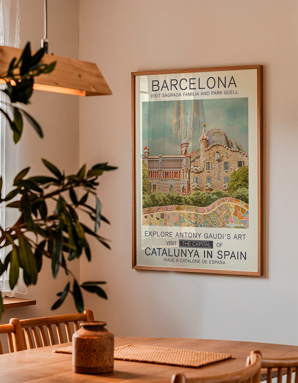 Stadsposter Barcelona i Gaudí-stil