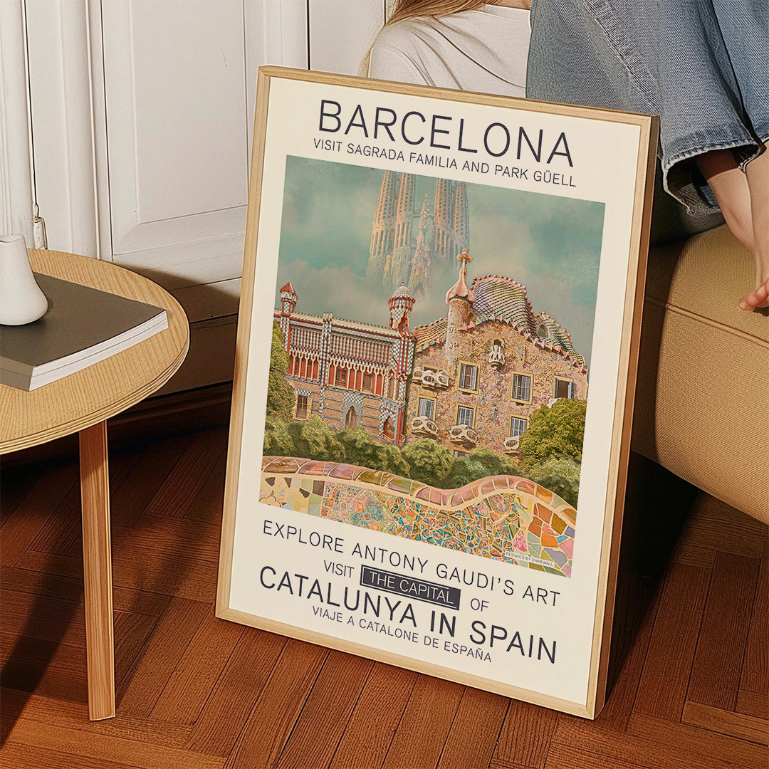 Stadsposter Barcelona i Gaudí-stil
