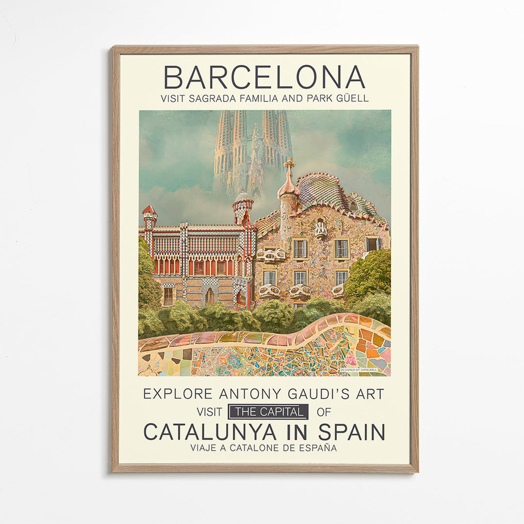 Stadsposter Barcelona i Gaudí-stil