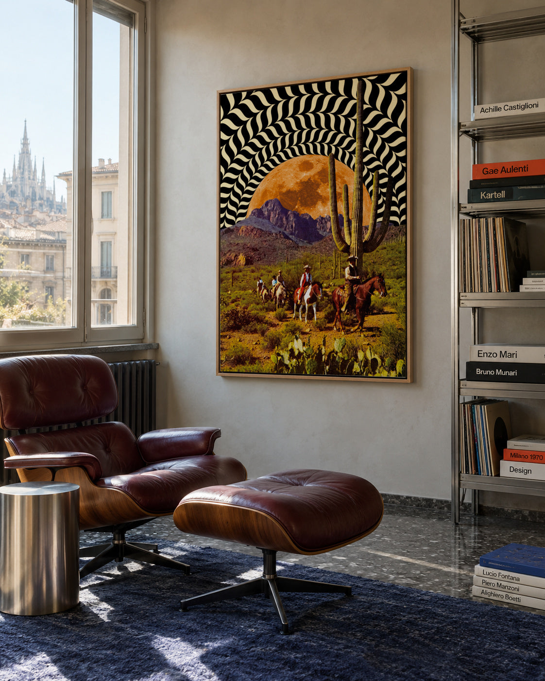 Illusionary Cowboys - Framed canvas in an interior