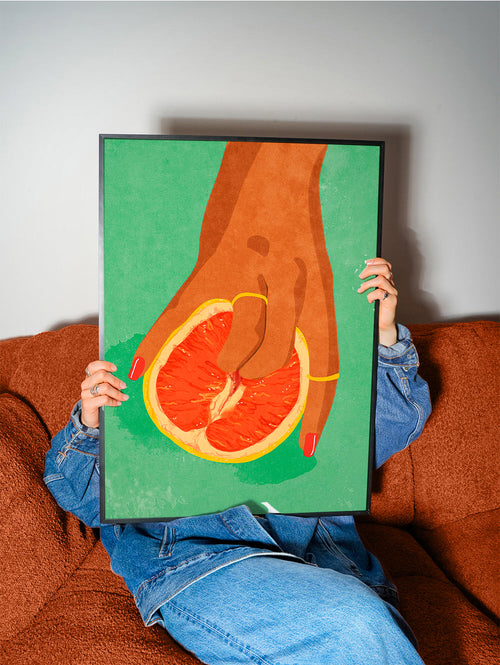 Kökskonst med grapefrukt och hand