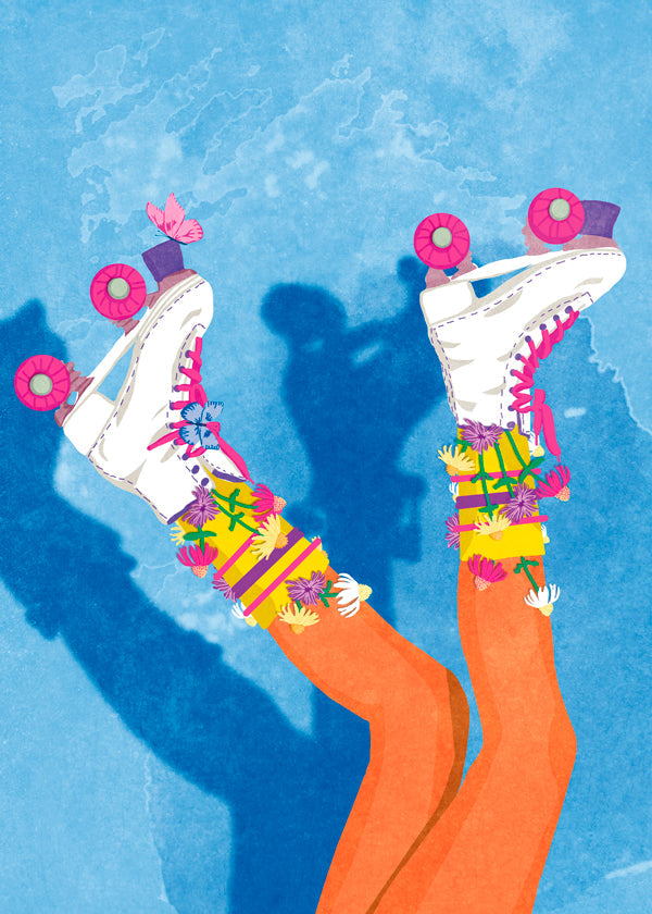 Sportkonst: Färgstark skate-pose