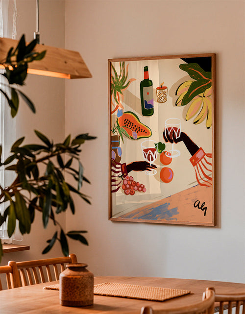 Kökskonst: illustrativt stilleben med vin och frukt