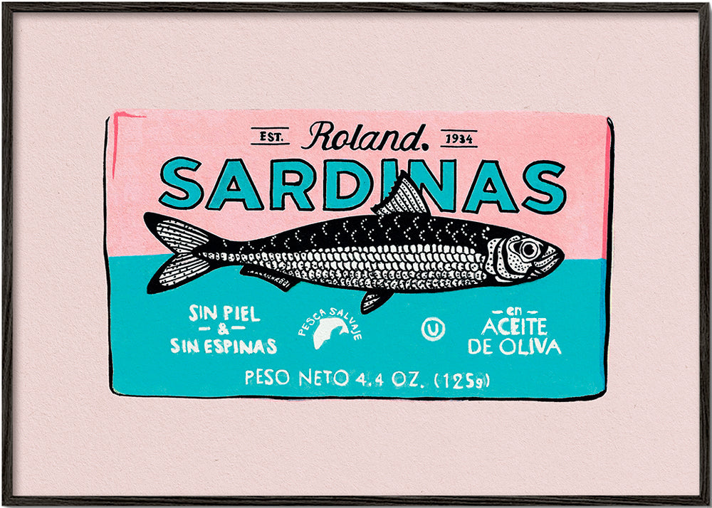 Kökskonst Sardiner retro etikett
