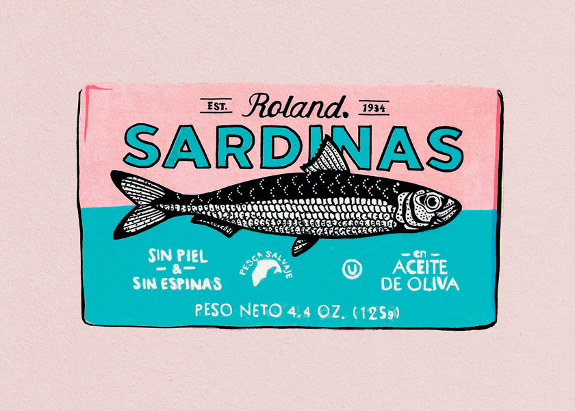 Kökskonst Sardiner retro etikett